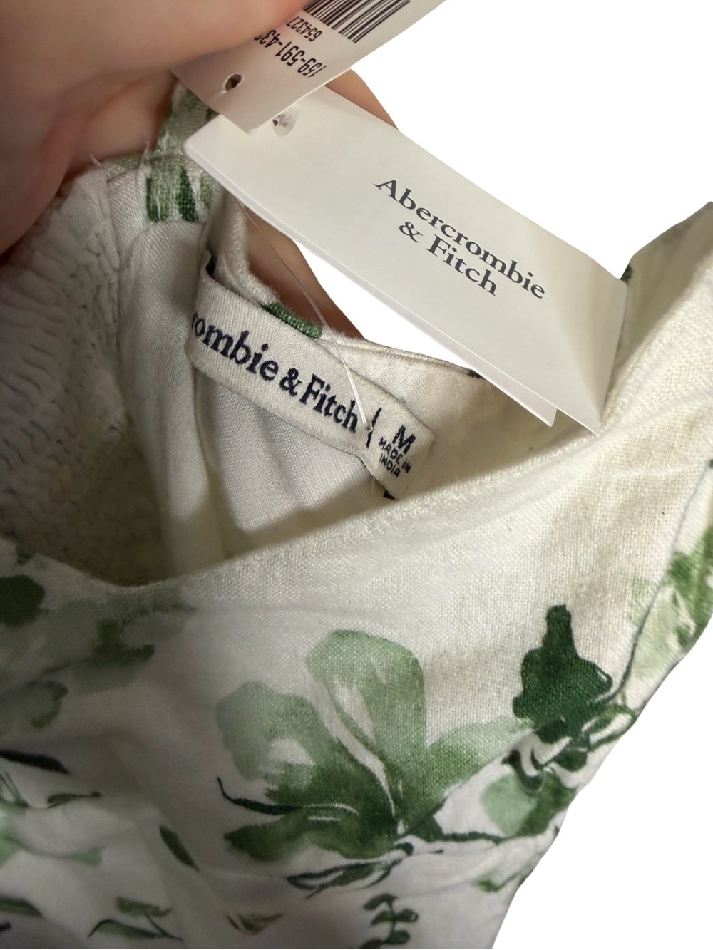 ✨🌿 Abercrombie & Fitch Floral Linen Blend Mini Dress Size Medium NWT 🌿✨ - Picture 5 of 6